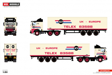 WSI Models 01-5393 ACH SCANIA 3 SERIES 6X2 TAG AXLE CLASSIC BOX TRAILER - 3 AXLE