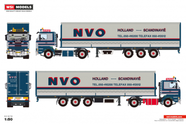 WSI Models 01-4999 B.W. SLIK TRANSPORT SCANIA 2 SERIES 4X2 CURTAINSIDE TRAILER - 3 AXLE