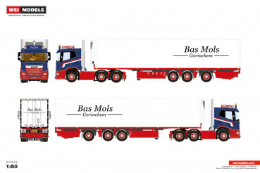 WSI Models 01-5137 BAS MOLS DAF XF SL MY25 6X2 TWIN STEER TRIDEC REEFER TRAILER - 3 AXLE