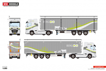 WSI Models 01-4985 BERG AGRI DAF XG 6X2 TWIN STEER VOLUME TRAILER - 3 AXLE