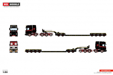 WSI Models 01-5306 BERGEN SPESIALTRANSPORT SCANIA R HIGHLINE CR20H 8X4 WITH ADD ON AXLE LOW LOADER WITH DOLLY 2 AXLE - 4 AXLE