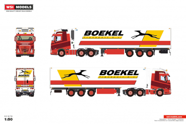 WSI Models 01-5219 Boekel Leegwater VOLVO FH AERO GLOBETROTTER XL 6X2 TWIN STEER REEFER TRAILER - 3 AXLE