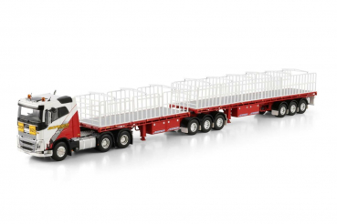 WSI Models 01-3910 BORGER CRANES VOLVO FH4 SLEEPER CAB 6X4 DOUBLE FLAT TOP - 3 AXLE