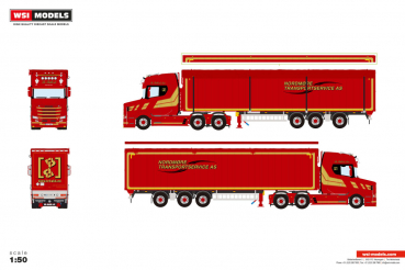 WSI Models 01-5305 BR. BAKK A/S VLASTUIN TORPEDO 6X2 TAG AXLE MOVING FLOOR TRAILER - 3 AXLE