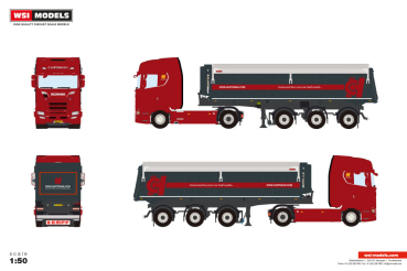 WSI Models 01-5553 C. HARTEMAN B.V. SCANIA S HIGHLINE CS20H 4X2 TIPPER TRAILER - 3 AXLE