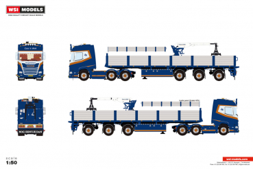 WSI Models 01-5371 CASA DI SLOB DAF XF SH WITHOUT SKY LIGHTS MY25 6X2 TWIN STEER BRICK TRAILER - 3 AXLE
