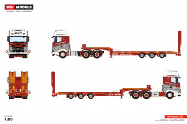 WSI Models 01-5178 Chris Bennett SCANIA R HIGHLINE CR20H 6X2 TAG AXLE SEMI LOW LOADER WITH RAMPS - 3 AXLE