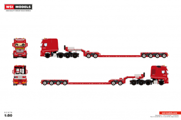 WSI Models 01-5425 CLAES VERWIMP MERCEDES-BENZ ACTROS MP5 SLT GIGA SPACE 8X4 LOW LOADER WITH DOLLY 2 AXLE - 4 AXLE