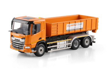 WSI Models 01-5327 CLEANMAT Trucks DAF XD DL MY25 6X2 TAG AXLE RIGED TRUCK WITH HOOKLIFT SYSTEM + 15M3 CONTAINER