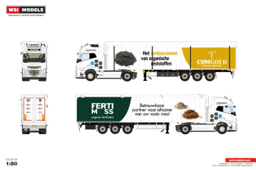 WSI Models 01-5576 COMGOED VOLVO FH AERO GLOBETROTTER XL 4X2 MOVING FLOOR TRAILER - 3 AXLE