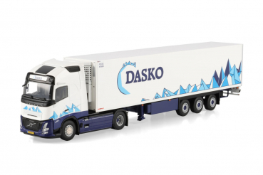 WSI Models 01-4834 DASKO VOLVO FH AERO GLOBETROTTER XL 4X2 REEFER TRAILER - 3 AXLE