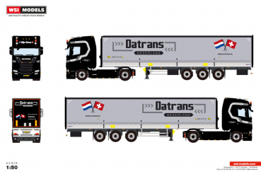 WSI Models 01-5157 DATRANS SCANIA S HIGHLINE CS20H 4X2 CURTAINSIDE TRAILER - 3 AXLE