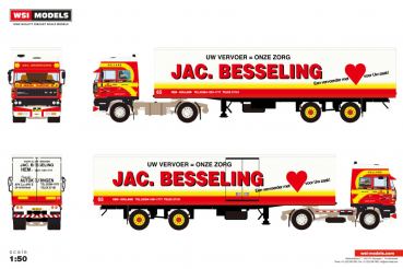WSI Models 01-4836 DE DRIEBAN TRANSPORT DAF 3300 SPACE CAB 4X2 CLASSIC BOX TRAILER - 2 AXLE