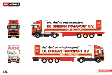 WSI Models 01-5411 DE DRIEBAN TRANSPORT DAF 95 SPACE CAB 4X2 REEFER TRAILER - 3 AXLE