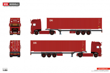 WSI Models 01-5378 DE GOEDEREN DAF XF SUPER SPACE CAB MY2017 4X2 FLEX CONTAINER TRAILER - 3 AXLE + 45FT CONTAINER