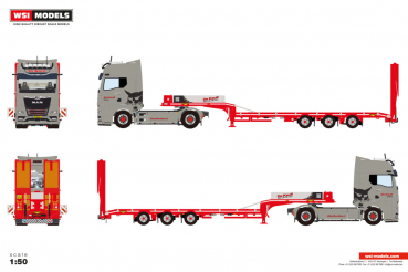 WSI Models 01-4945 DE KRUIF MACHINES MAN TGX GX 4X2 SEMI LOW LOADER WITH RAMPS - 3 AXLE