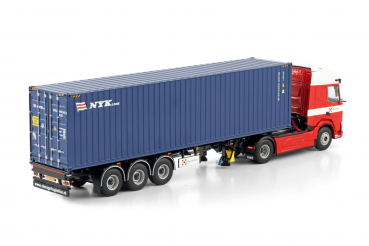 WSI Models 01-4839 DESIGN LOGISTICS DAF XF SH MY25 WITH SKY LIGHTS 4X2 FLEX CONTAINER TRAILER - 3 AXLE + 40FT CONTAINER