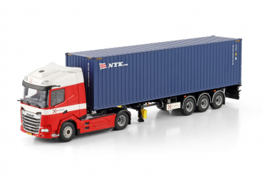 WSI Models 01-4839 DESIGN LOGISTICS DAF XF SH MY25 WITH SKY LIGHTS 4X2 FLEX CONTAINER TRAILER - 3 AXLE + 40FT CONTAINER