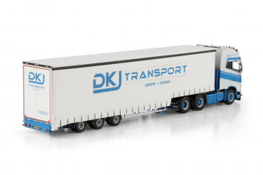 WSI Models 01-4555 DKJ Transport VOLVO FH4 GLOBETROTTER XL 6X2 TAG AXLE SEMI WITH CURTAIN - 3 AXLE