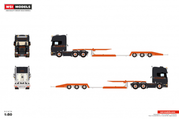WSI Models 01-5397 DONALDS BILBÄRGNING SCANIA STREAMLINE TOPLINE 6X2 TWIN STEER TRUCK TRANSPORTER - 3 AXLE