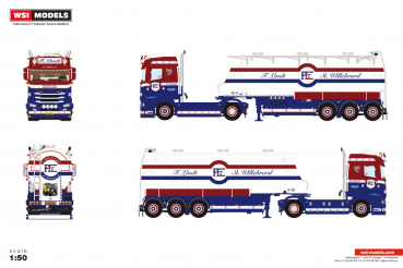 WSI Models 01-5231 F. LINDT SCANIA S NORMAL CS20N 4X2 BULK TRAILER - 3 AXLE