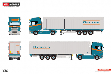 WSI Models 01-5427 FLEUREN SCANIA S HIGHLINE CS20H 4X2 MOVING FLOOR TRAILER - 3 AXLE