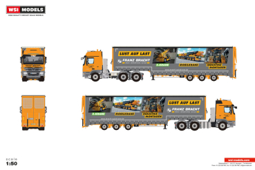 WSI Models 01-5420 FRANZ BRACHT KG MERCEDES-BENZ ACTROS MP3 L 6X4 SEMI WITH CURTAIN AND RAMPS - 3 AXLE