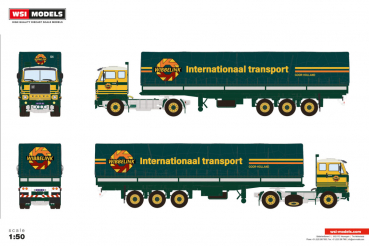 WSI Models 01-4762 G.J. WIBBELINK VOLVO F88 4X2 CLASSIC CURTAINSIDER TRAILER - 3 AXLE