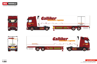 WSI Models 01-5320 GALLIKER MERCEDES-BENZ EACTROS 600 - PROCABIN BIG 4X2 REEFER TRAILER - 2 AXLE