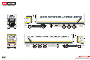 WSI Models 01-5333 GEORGI-TRANSPORTE SCANIA R HIGHLINE CR20H 4X2 REEFER TRAILER - 3 AXLE