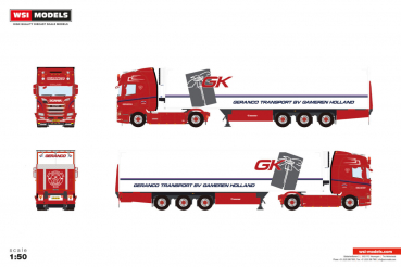 WSI Models 01-5343 GERANCO TRANSPORT SCANIA R HIGHLINE CR20H 4X2 REEFER TRAILER - 3 AXLE