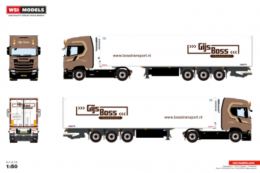 WSI Models 01-5158 GIJS BOSS SCANIA S HIGHLINE CS20H 4X2 REEFER TRAILER - 3 AXLE
