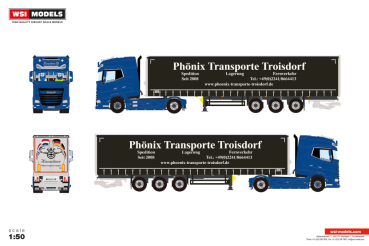 WSI Models 01-5593 HANSELINER III DAF XG+ 4X2 CURTAINSIDE TRAILER - 3 AXLE