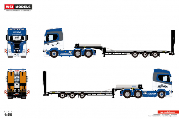 WSI Models 01-4974 HAUGO SPESIALOPPDRAG SCANIA S HIGHLINE CS20H 6X4 SEMI LOW LOADER WITH RAMPS - 3 AXLE