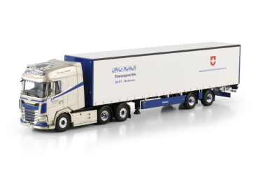 WSI Models 02-3601 HOCHULI DAF XG 6X2 TAG AXLE CURTAINSIDE TRAILER - 2 AXLE