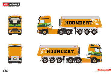 WSI Models 01-5546 HOONDERT MERCEDES-BENZ ACTROS L - PROCABIN STREAM 6X4 NON STEERING TIPPER TRAILER - 3 AXLE