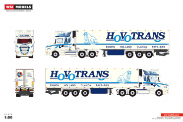 WSI Models 01-5349 HOVOTRANS SCANIA 4 SERIES TORPEDO TOPLINE 6X2 TAG AXLE REEFER TRAILER - 3 AXLE