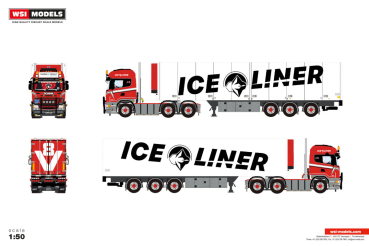 WSI Models 01-5520 ICE LINER SCANIA R5 HIGHLINE 6X2 TAG AXLE REEFER TRAILER - 3 AXLE
