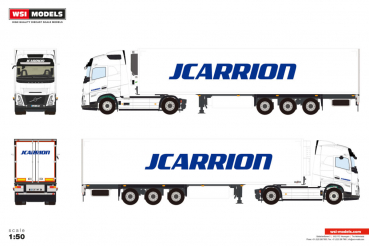 WSI Models 01-5027 J. CARRION VOLVO FH AERO GLOBETROTTER 4X2 REEFER TRAILER - 3 AXLE