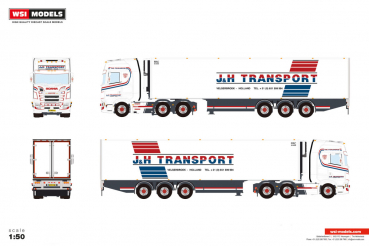 WSI Models 01-5422 J&H TRANSPORT SCANIA S HIGHLINE CS20H 6X2 TWIN STEER REEFER TRAILER - 3 AXLE
