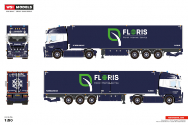 WSI Models 01-4909 JAN VAN DER MEER SCANIA R HIGHLINE CR20H 4X2 REEFER TRAILER - 3 AXLE
