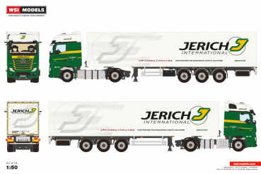 WSI Models 01-5163 JERICH MERCEDES-BENZ ACTROS MP5 BIG SPACE 4X2 BOX TRAILER - 3 AXLE