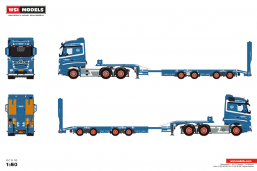 WSI Models 01-4895 KAI ANDERSENS MERCEDES-BENZ ACTROS MP4 STREAM SPACE 6X4 SEMI WHEEL WELL LOW LOADER - 4 AXLE