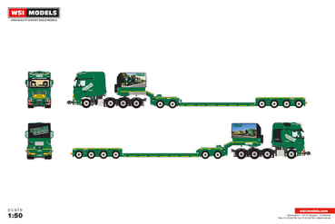 WSI Models 01-5511 KÜBLER MERCEDES-BENZ ACTROS MP5 SLT GIGA SPACE 8X4 LOW LOADER WITH DOLLY 2 AXLE - 4 AXLE