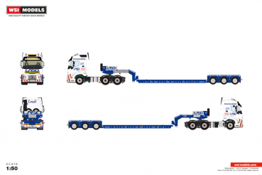 WSI Models 01-5399 LASO VOLVO FH AERO GLOBETROTTER 6X4 LOW LOADER - 3 AXLE