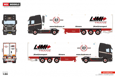 WSI Models 01-5065 LIMI TRANS SCANIA R HIGHLINE CR20H 4X2 REEFER TRAILER - 3 AXLE