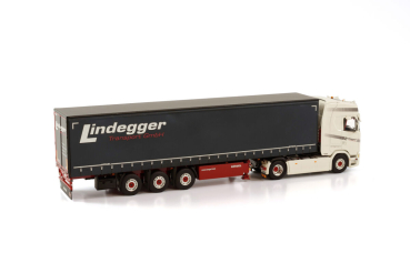 WSI Models 02-3145 LINDEGGER SCANIA S HIGHLINE CS20H 4X2 CURTAINSIDE TRAILER - 3 AXLE