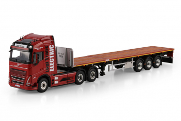 WSI Models 01-4890 LOGI TRANS VOLVO FH5 GLOBETROTTER ELECTRIC 6X2 TAG AXLE FLATBED TRAILER - 3 AXLE