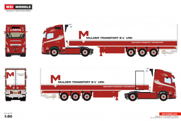 WSI Models 01-5039 MULDER TRANSPORT VOLVO FH AERO GLOBETROTTER 4X2 REEFER TRAILER - 3 AXLE