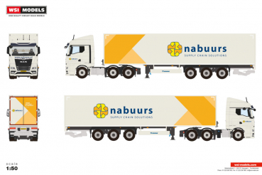 WSI Models 01-4287 NABUURS MAN TGX GM 6X2 TWIN STEER BOX TRAILER - 3 AXLE
